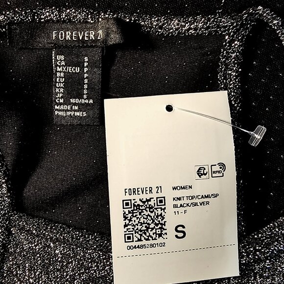 Forever 21 black and silver high neck cropped camisole style tank top Size Small - Picture 7 of 8